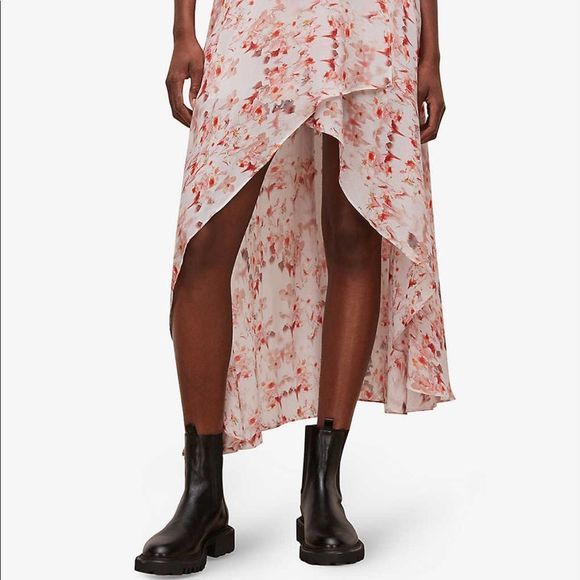 Allsaints Slvina Momo Handkerchief Skirt. Floral High Low Wrap look NWT US 0 - Picture 5 of 14